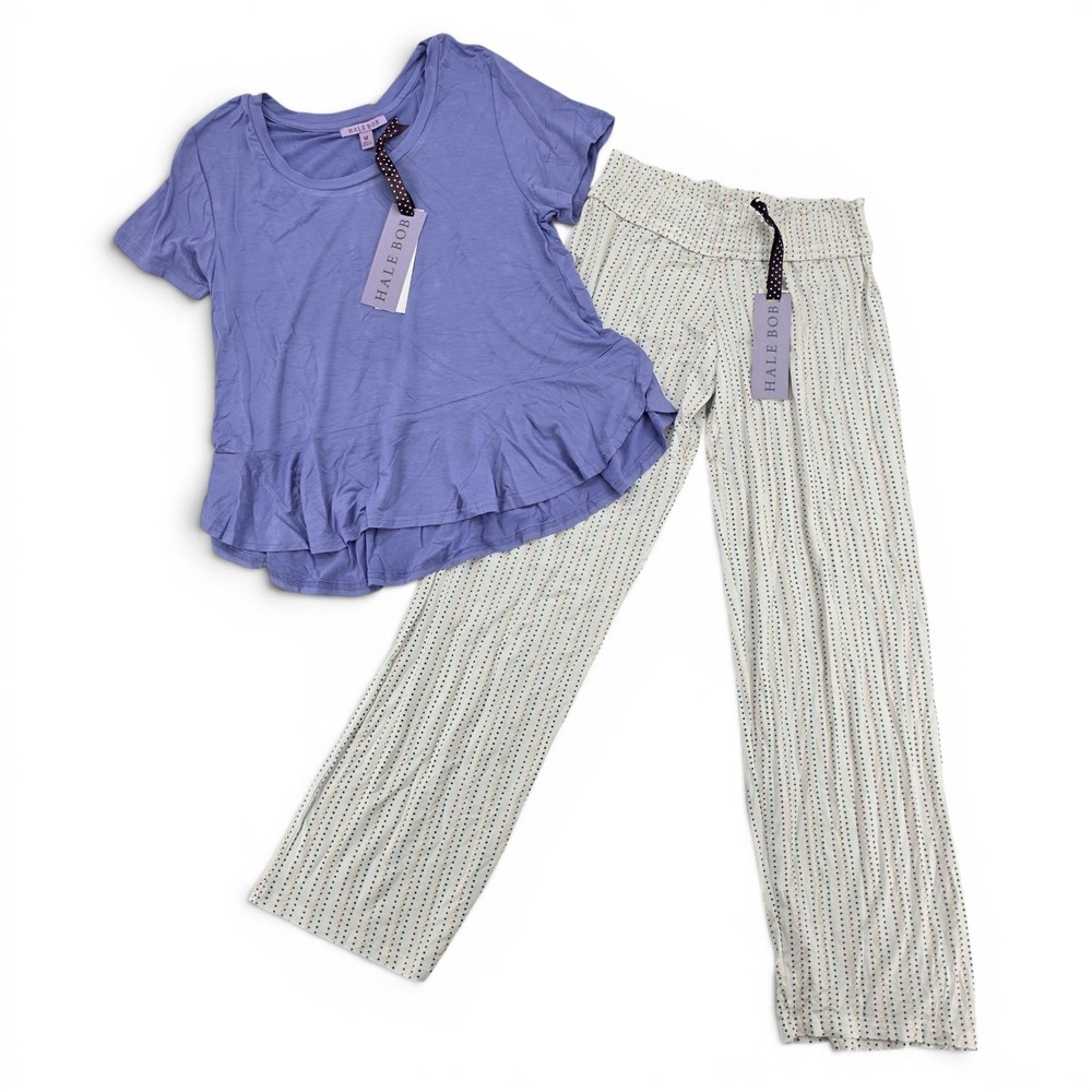 Hale Bob M NWT Pajama Set Lavender Lounge Sleepwear Soft Bamboo Cozy Chic